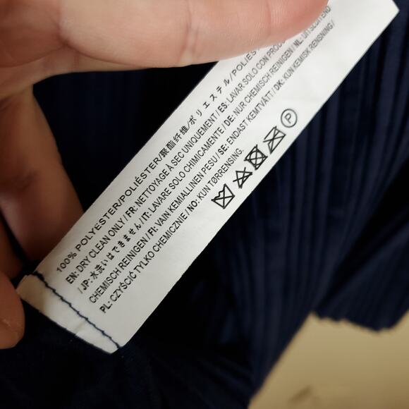 J.O.A Navy Pleated Velvet OPen Front Long Line Cardigan Size L - Picture 9 of 10